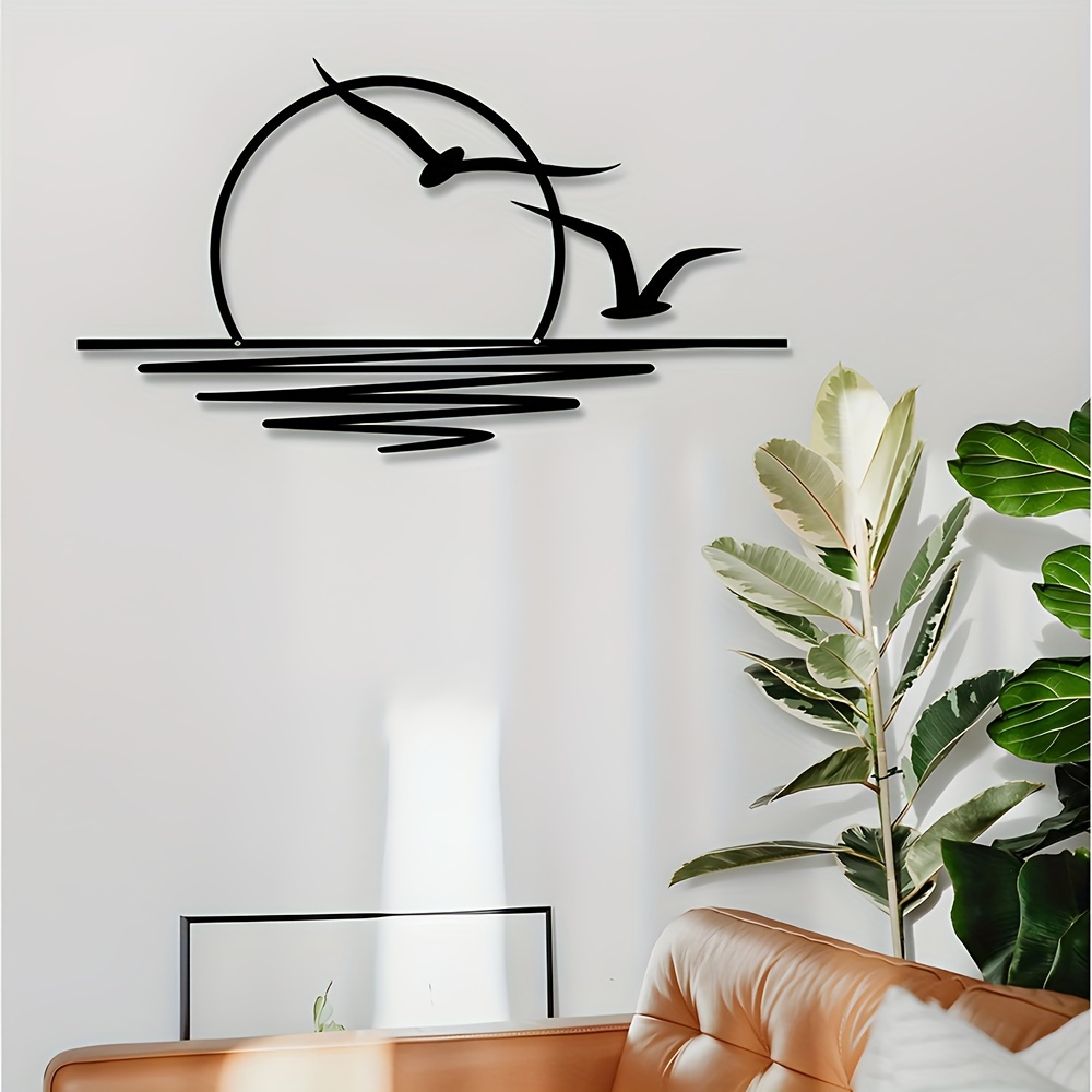 Home Decor Indonesia - カモメのサンライズアートウォールステッカー、リビングルーム、ベッドルーム、レストランの装飾に適しています