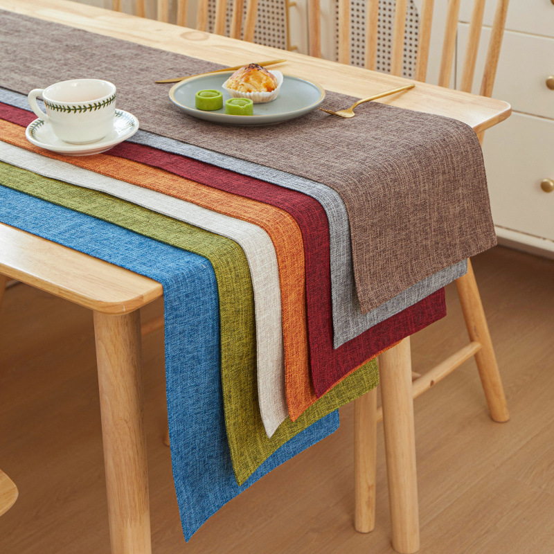 Linen Table Runner - 新しい厚いリネン無地ライト高級ボクサーテーブルランナー家の装飾オフィス会議ダイニングテーブル装飾アクセサリー