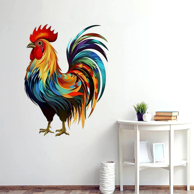 Home Decor Indonesia - カラフルなシックなオンドリウォールステッカールーム寝室の家の装飾壁紙の背景レストランの装飾自己粘着デカール M790