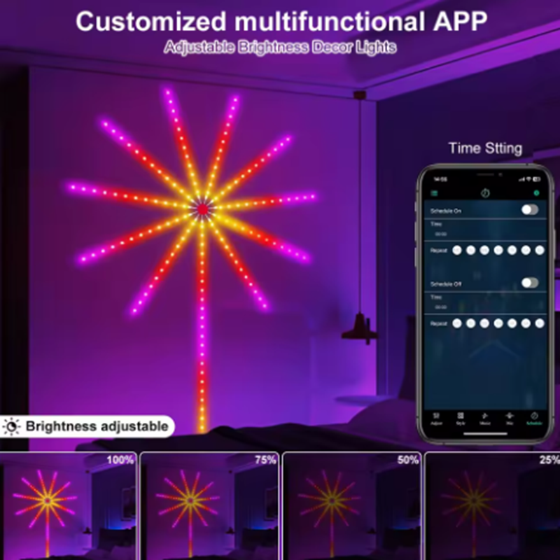 Home Decor Free App - 新しい DC5V USB RGBIC 花火ネオン LED