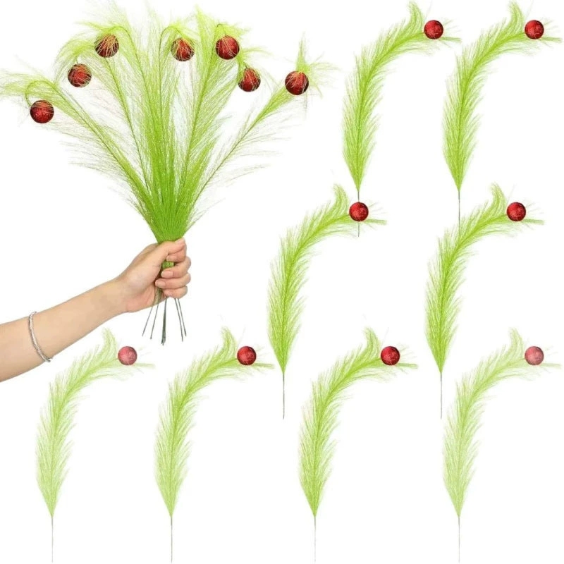クリスマスツイストグリーンブランチエルフデコレーション、グリ - Pampas Grass Decor のレビューと価格