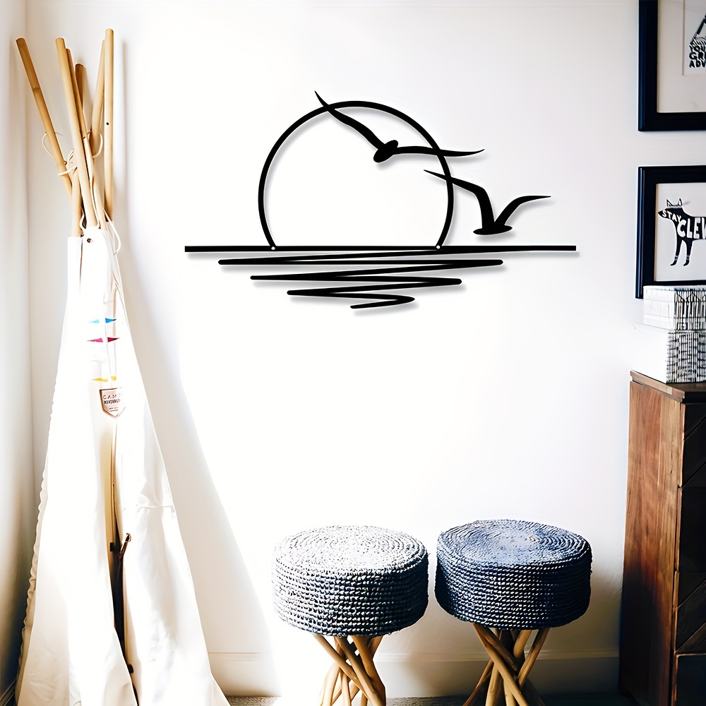 カモメのサンライズアートウォールステッカー、リビングルーム、 - Home Decor Indonesia のレビューと価格