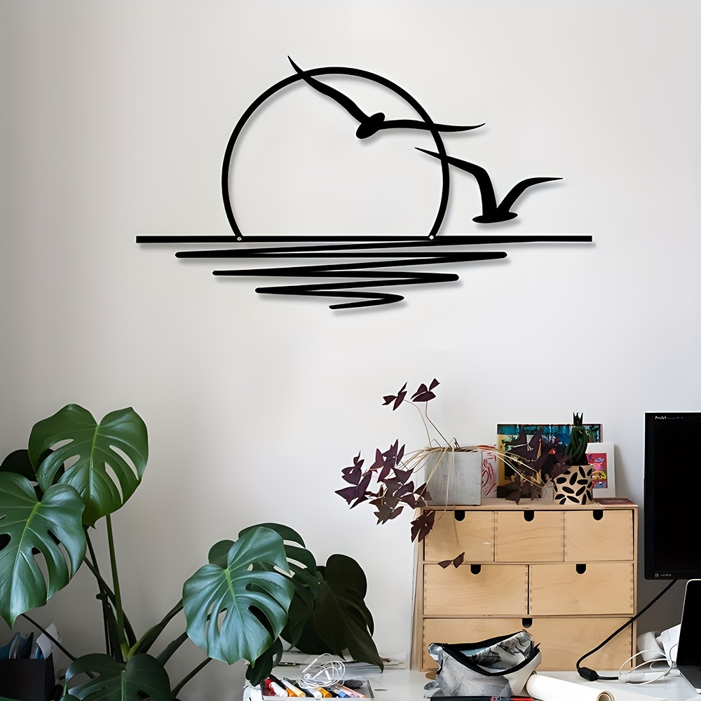 カモメのサンライズアートウォールステッカー、リビングルーム、 - Home Decor Indonesia のレビューと価格