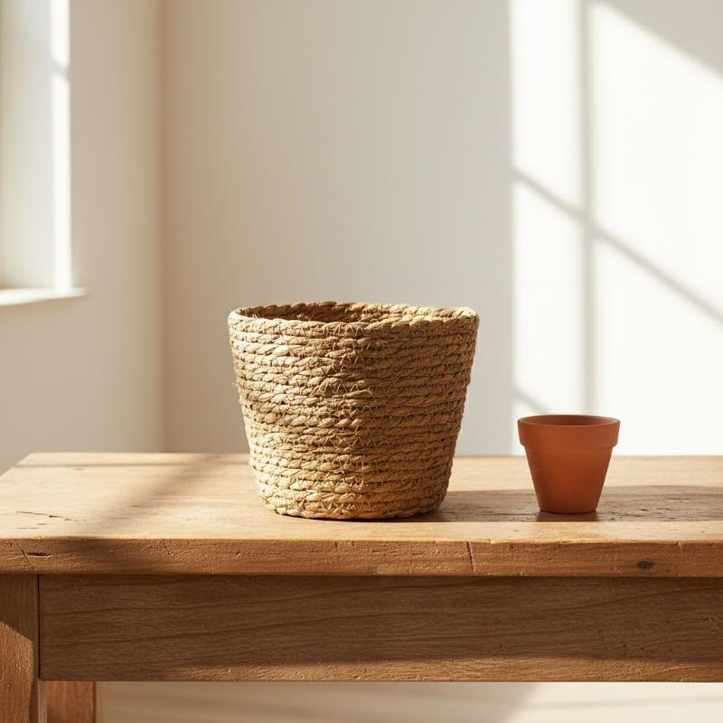 籐バスケットフラワーポットわら草プランター庭のテラス用天然手 - Rattan Plant Basket のレビューと価格