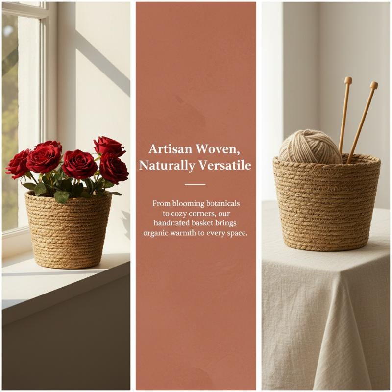 籐バスケットフラワーポットわら草プランター庭のテラス用天然手 - Rattan Plant Basket のレビューと価格