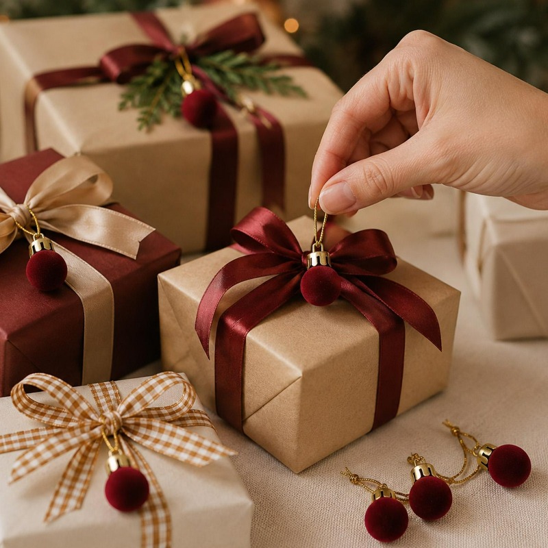 2cmのワインレッドのベルベット製クリスマスボール。ミニサイ - Home Decor Indonesia のレビューと価格