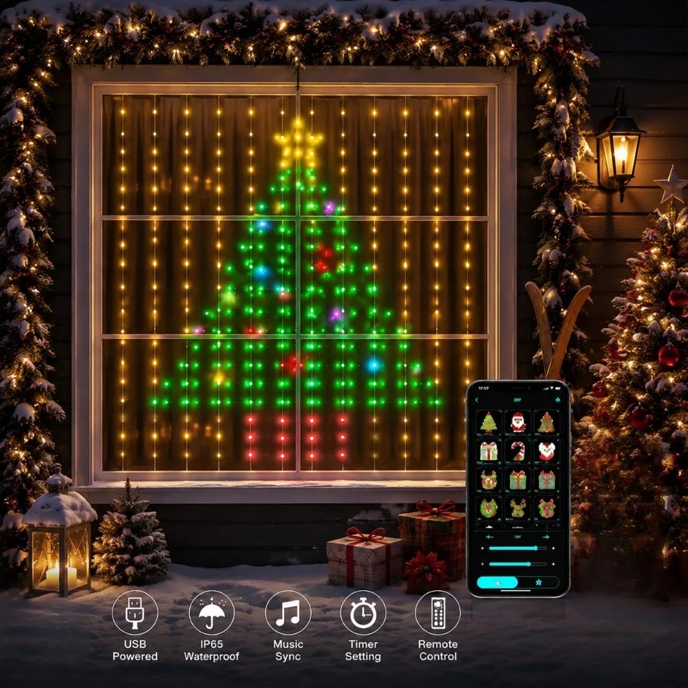 LEDピクセルカーテンライト、Bluetoothアプリで制御 - Home Decor Free App のレビューと価格