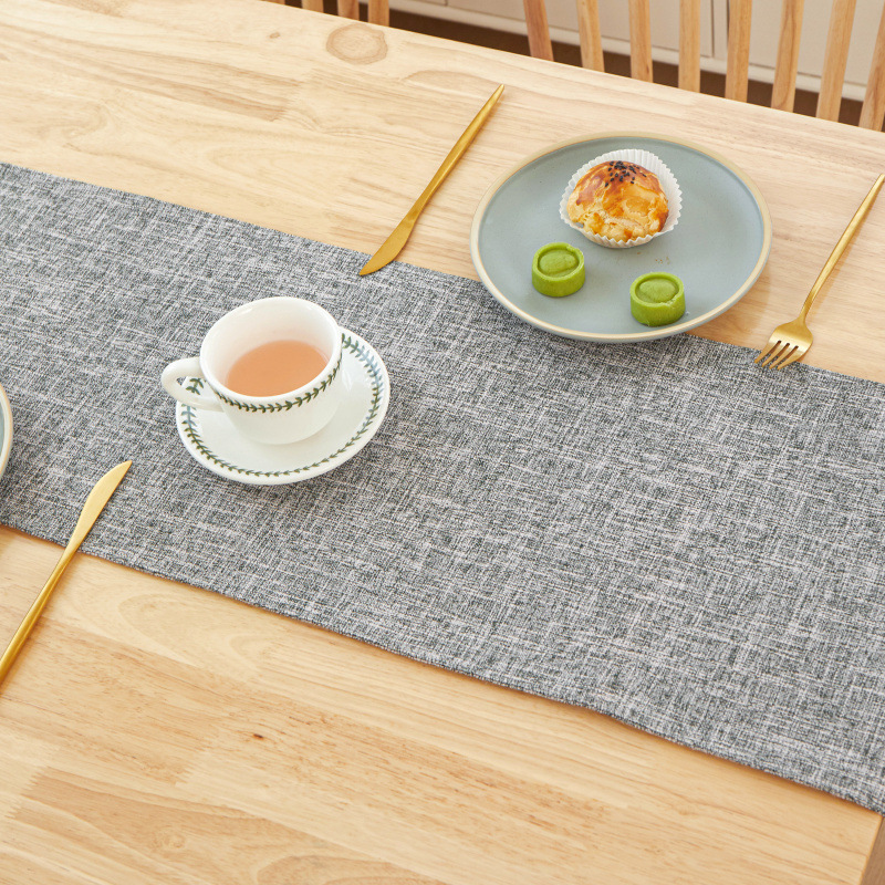 新しい厚いリネン無地ライト高級ボクサーテーブルランナー家の装 - Linen Table Runner のレビューと価格