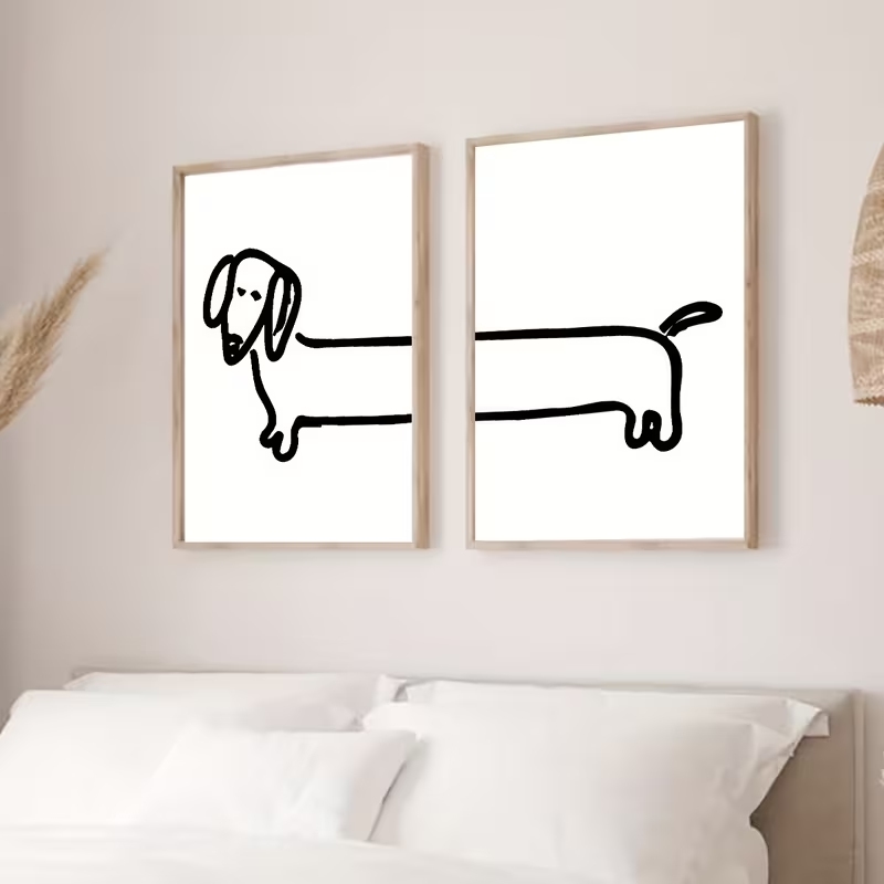 2 個モダンなダックスフント面白い犬ウォールアートプリントキ - Home Decor Theme のレビューと価格