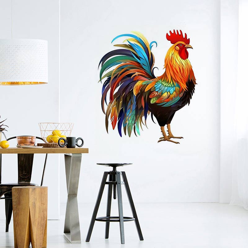 カラフルなシックなオンドリウォールステッカールーム寝室の家の - Home Decor Indonesia のレビューと価格