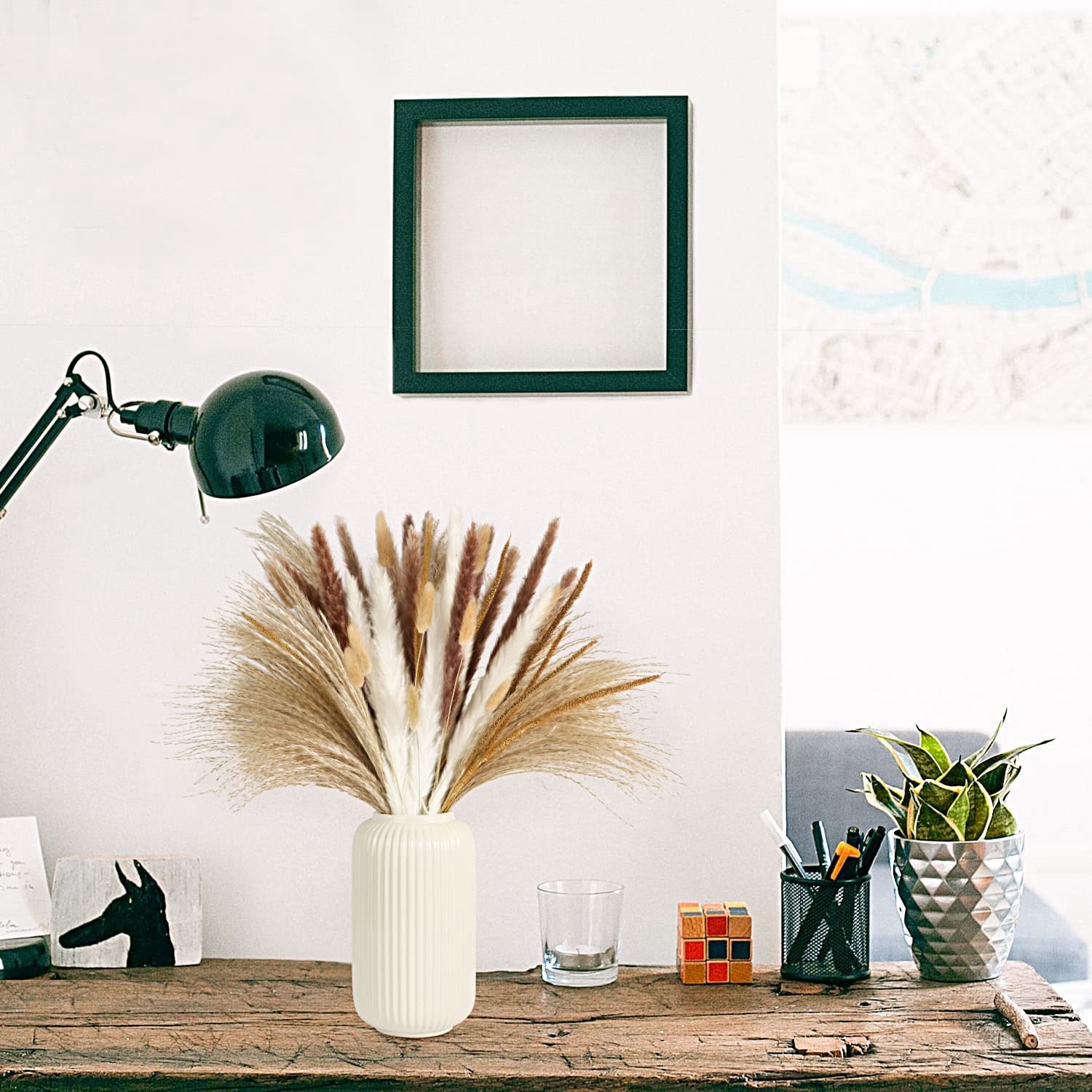 秋のヴィンテージミックスドライフラワーブーケ、パンパスグラス - Pampas Grass Decor のレビューと価格
