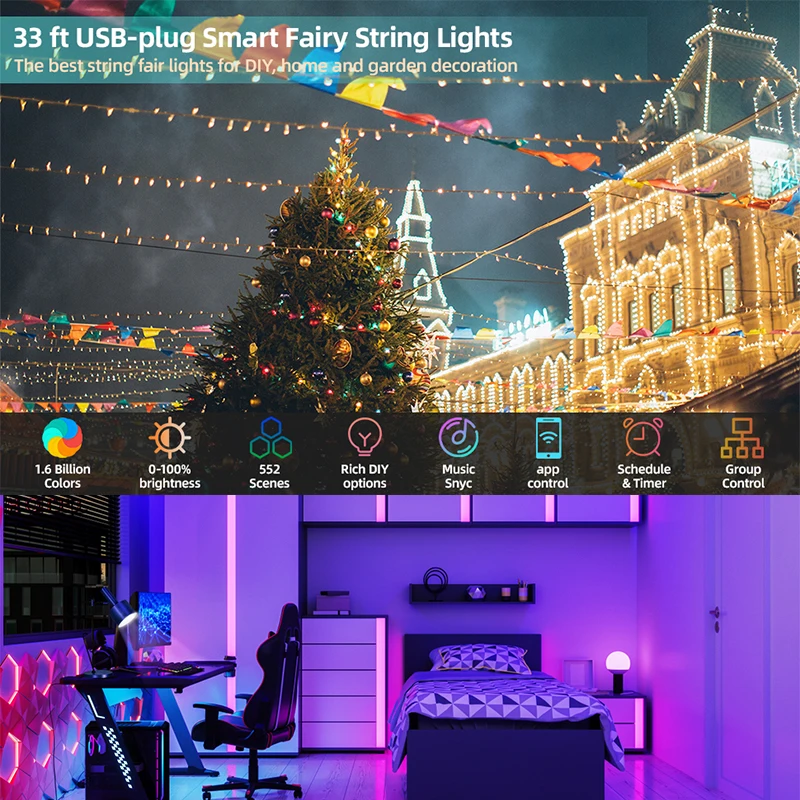 WS2812B個別制御可能なLEDストリングライト RGBI - Home Decor Free App のレビューと価格