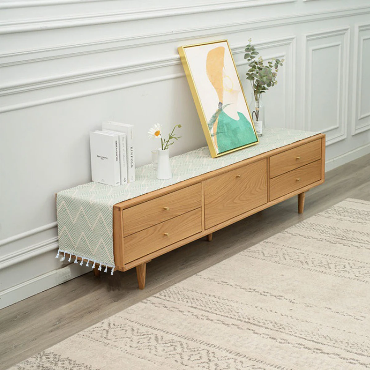 テーブルランナー シンプルなベッドサイドテーブルランナー リ - Linen Table Runner のレビューと価格