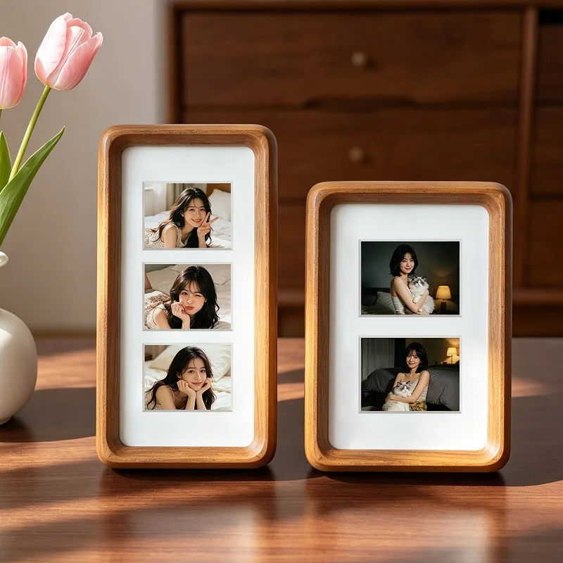 無垢材を使用した縦長のフォトフレーム。クルミ材とチーク材を使 - Bamboo Photo Frame のレビューと価格