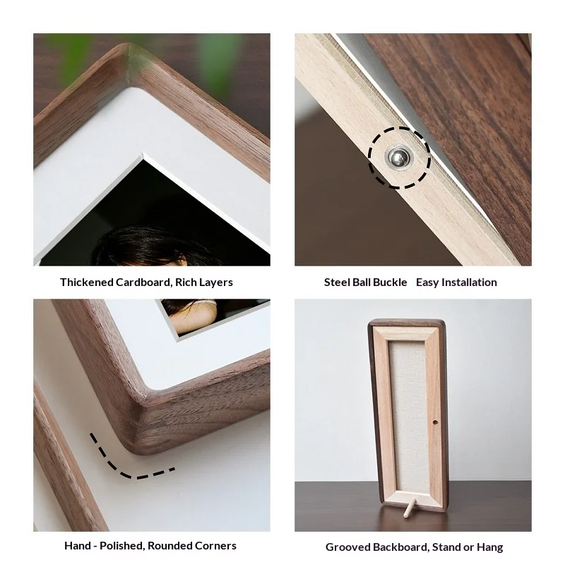 無垢材を使用した縦長のフォトフレーム。クルミ材とチーク材を使 - Bamboo Photo Frame のレビューと価格