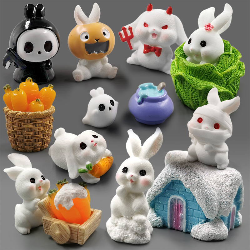 ハロウィン クリスマス イースター 白ウサギの置物 DIY  - Home Decor Za のレビューと価格