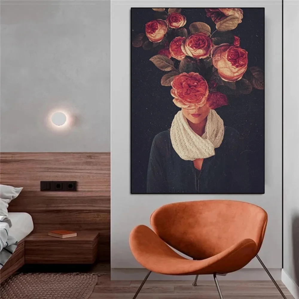 ファッション雑誌風のモダンな抽象的な花の絵柄のポスターとプリ - Home Decor Magazine のレビューと価格
