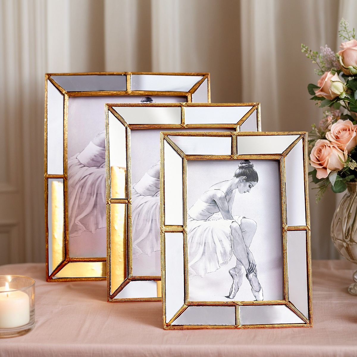 1個入り、シンプルな金色の樹脂素材のフレームと鏡面ガラスの象 - Bamboo Photo Frame のレビューと価格