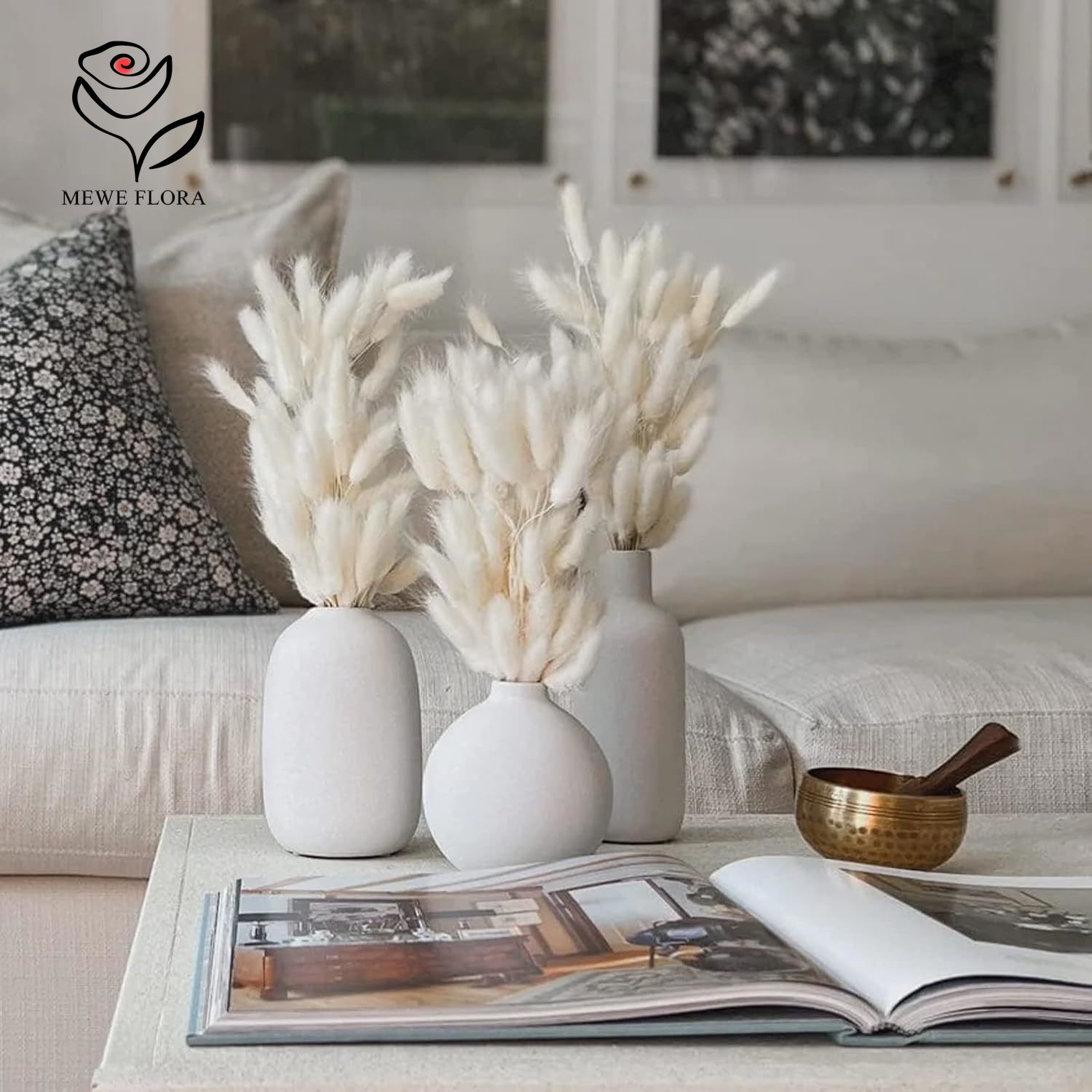 150個入り ホワイト ナチュラル ふわふわ ラビットテール - Pampas Grass Decor のレビューと価格